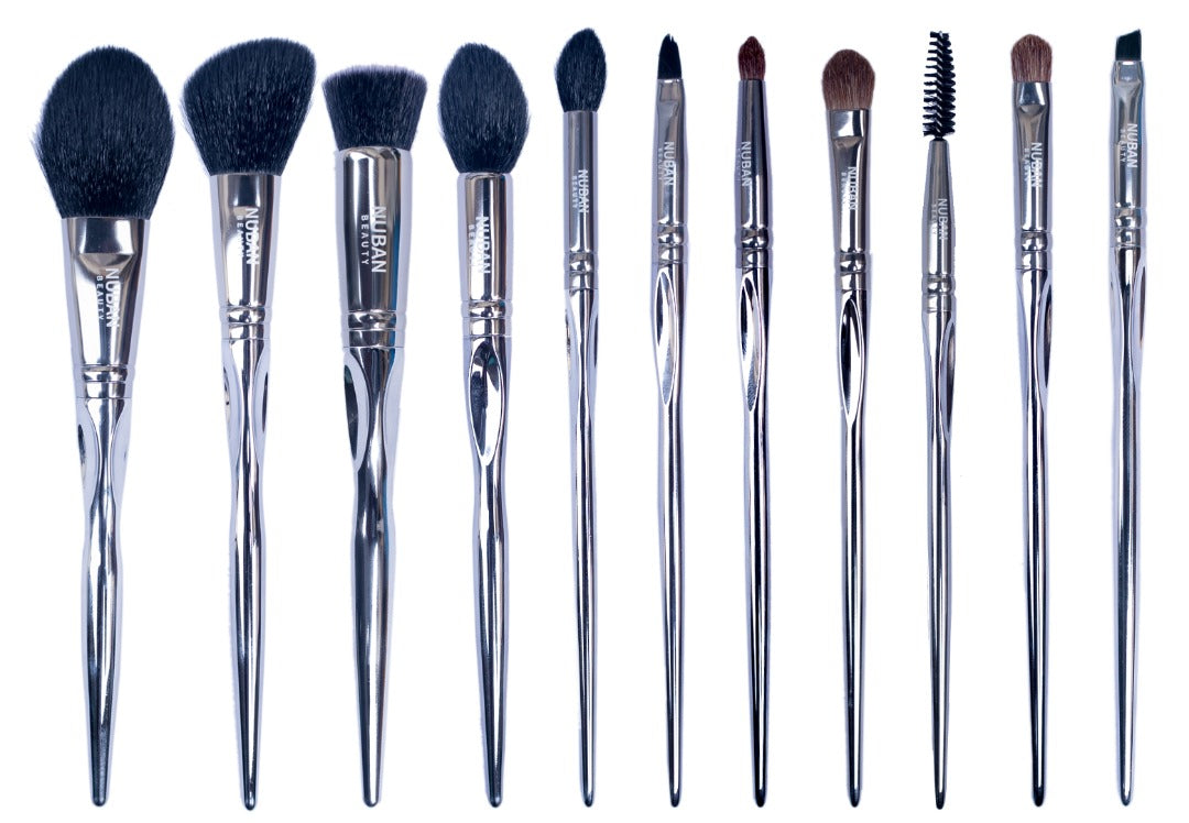 11pc MAKEUP BRUSH AND PRO BLENDING SPONGE SET - Nuban Beauty